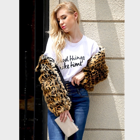 Faux Cheetah Fur Short Jacket - Picture 2 of 8